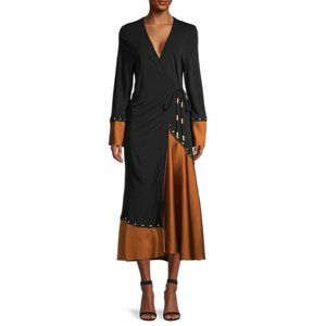 Black and orange brass studded Tory Burch midi/maxi dress size M/L $795